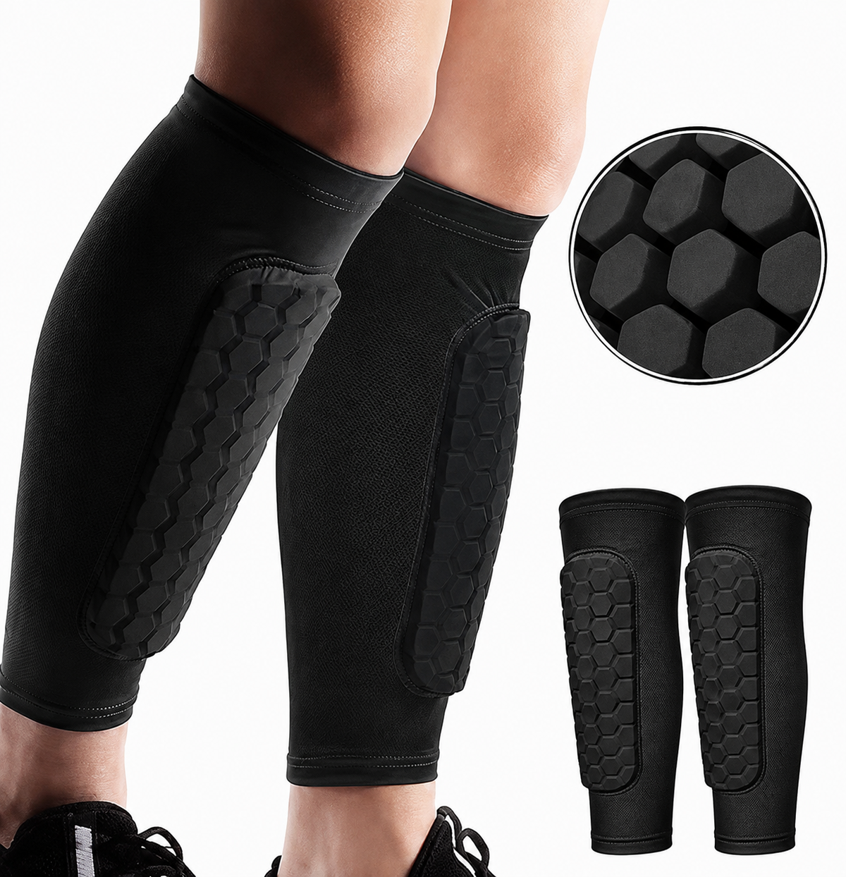 2 PC Honeycomb Soccer Shin Guards Football